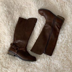 Brown Round Toe, Mid Calf Boots